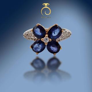 انگشتر یاقوت کبود گل 2 رنگ